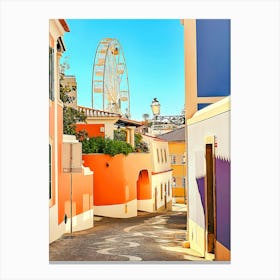 Colorful Street In Cascais Historic Center Canvas Print