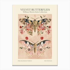 Velvet Butterflies Collection Pink Shades Butterfly William Morris Style 4 Canvas Print