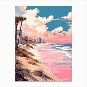 An Illustration In Pink Tones Of  Gulf Shores Beach Alabama 2 Canvas Print