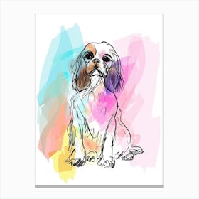 Cavalier King Charles Spaniel Dog Pastel Line Painting 2 Canvas Print