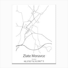 Zlate Moravce,Slovakia Minimalist Map Canvas Print