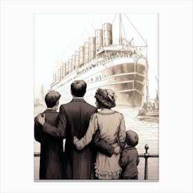 Titanic Family Boarding Ship Illustration 2 Canvas Print