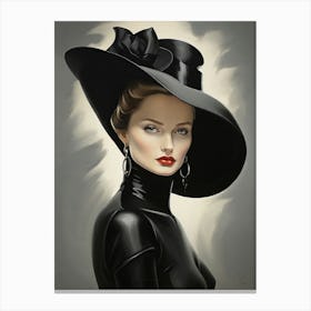 Lady In Black Hat art print 1 Canvas Print