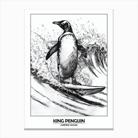 Penguin Surfing Waves Poster 8 Canvas Print