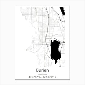 Burien,United States Minimalist Map Canvas Print