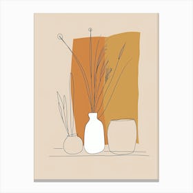 Marseille Botanical Garden Boho Line Art Canvas Print