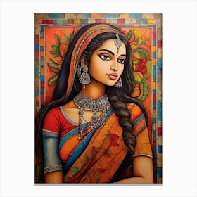 Default Colorful Traditional Madhubani Art From India Of A Wom 1 Canvas Print