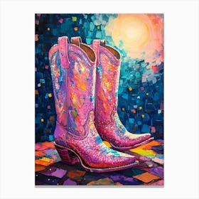 Pink Sparkly Cowgirl Boots 5 Canvas Print