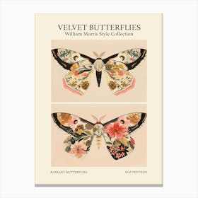 Velvet Butterflies Collection Radiant Butterflies William Morris Style 4 Canvas Print