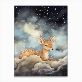 Baby Deer 3 Sleeping In The Clouds Canvas Print