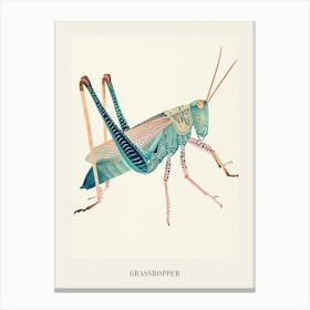 Colourful Insect Illustration Grasshopper 12 Poster Canvas Print