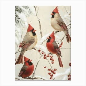 Cardinals In The Snow Canvas Print