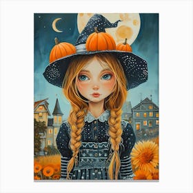 Witch sunflower girl Canvas Print