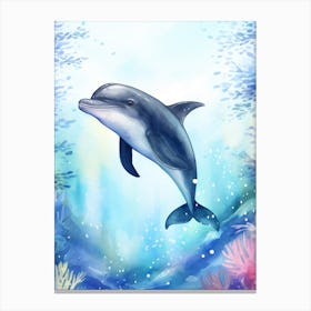 Storybook Style Dolphin Illustration 3 Canvas Print