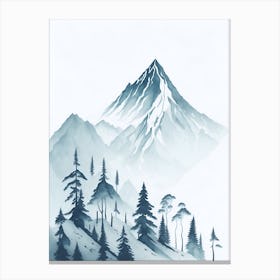 Mountain And Forest In Minimalist Watercolor Vertical Composition 40 Canvas Print