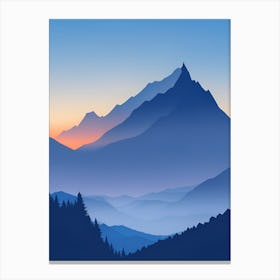 Misty Mountains Vertical Composition In Blue Tone 172 Canvas Print