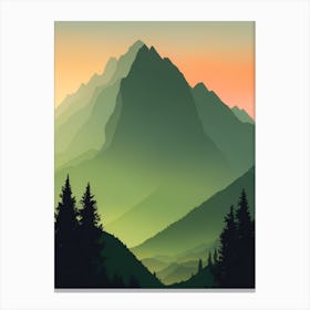 Misty Mountains Vertical Composition In Green Tone 149 Canvas Print