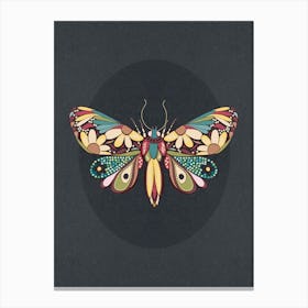 Floral Doodle Butterfly on black Canvas Print