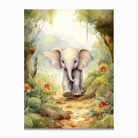 Elephant Painting Hiking Watercolour 1 Canvas Print