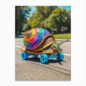Snail On Skateboard 1 Canvas Print