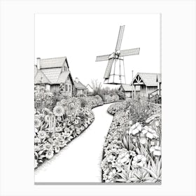 Windmill In The Garden 2 Canvas Print