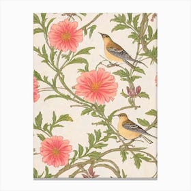 Mockingbird William Morris Style Bird Canvas Print