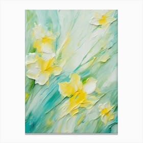 Daffodils Twist Stems Pointed Leaves Yellow Strokes Green 4 Canvas Print