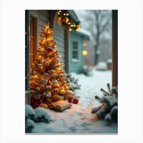 Christmas Tree In The Snow Canvas Print