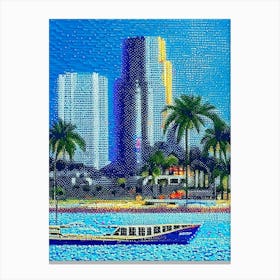 Fort Lauderdale, City Us  Pointillism Canvas Print
