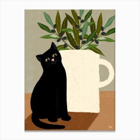 Cat and Olives Canvas Print