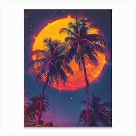 Full Moon Over Palm Trees Canvas Print