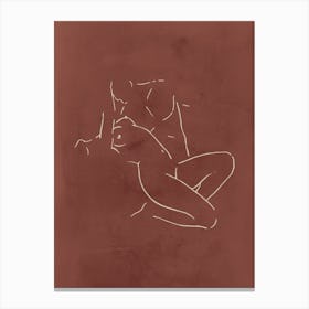 Lovers Body Sketch 1 Terracotta Canvas Print