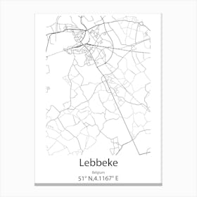 Lebbeke,Belgium Minimalist Map Canvas Print