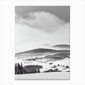 Mont Tremblant, Canada Black And White Skiing Poster Canvas Print