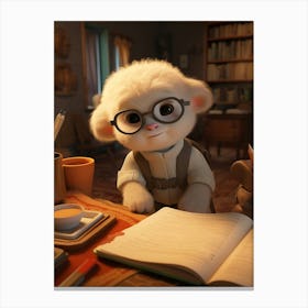 Baby Lamb's Study Session Print Canvas Print