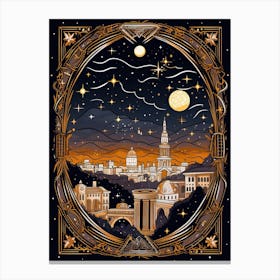 Rome, Italy, Tarot Card Travel  Line Art 1 Canvas Print