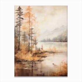 Lake In The Woods In Autumn, Painting 69 Canvas Print