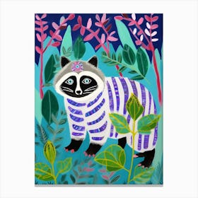 Maximalist Animal Painting Raccoon 4 Canvas Print