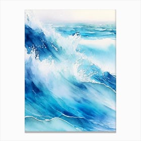 Rushing Water In Deep Blue Sea Water Waterscape Gouache 1 Canvas Print