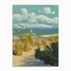 Seaside landscape - original oil painting perfect for a beach house or relaxing wall art - swimming vibes Canvas Print