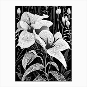 Trillium Wildflower Linocut Canvas Print