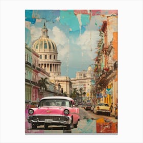 Cuba   Retro Collage Style 1 Canvas Print
