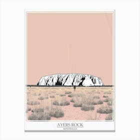 Ayers Rock Australia Color Line Drawing 7 Poster Canvas Print