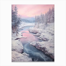 Dreamy Winter Painting Yellowstone National Park United States 3 Canvas Print