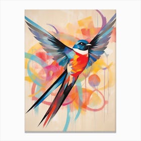 Bird Painting Collage Swallow 1 Canvas Print