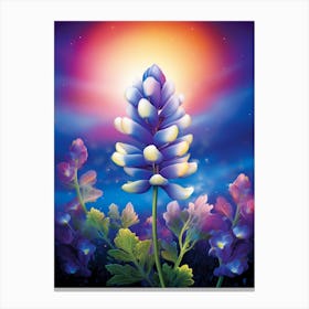 Blue Bonnet Wild Flower With Nothern Lights (2) Canvas Print