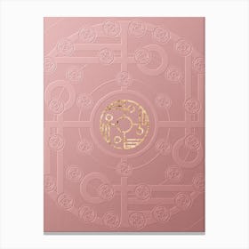 Geometric Gold Glyph on Circle Array in Pink Embossed Paper n.0225 Canvas Print