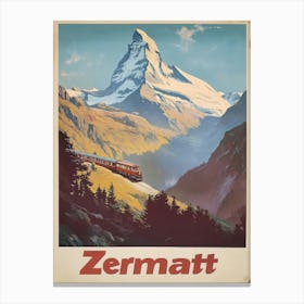 Aihrgdesign A Classic 1960s Travel Poster For Zermatt Showcas 5c0d7527 C13d 4715 Af1f Ac6dd89bae01 3 Canvas Print