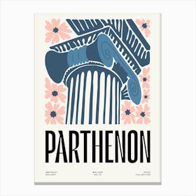 Parthenon Italy Travel Matisse Style Canvas Print
