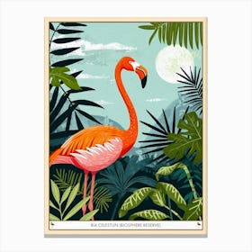 Greater Flamingo Ria Celestun Biosphere Reserve Tropical Illustration 4 Poster Canvas Print